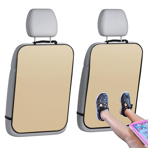 Lebogner Back Seat Cover For Kids, 2 Pack Kick Mats Backseat Protector, Car Interior Travel Accessories Waterproof Kick Guard For Vehicles To Protect From Dirt, Mud & Scratches Of Kids Feet, Beige