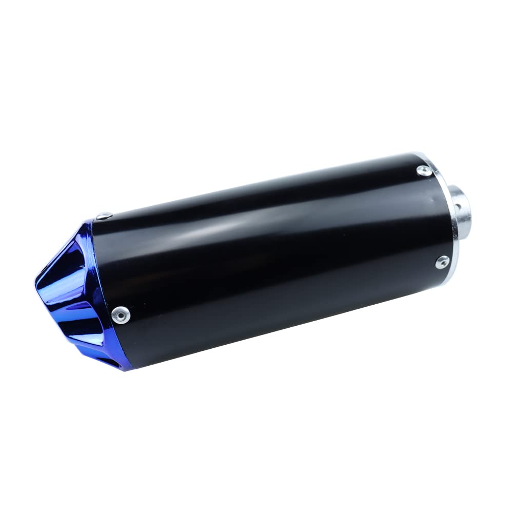 Aluminum Blue 28Mm Motorcycle Exhaust Muffler With Clamp For 50Cc 70Cc 90Cc 110Cc 125Cc Chinese Pit Trail Dirt Bike Mini Motocross Motorcycle Crf50 Xr50 Klx Coolster Ssr Thumpstar Lifan