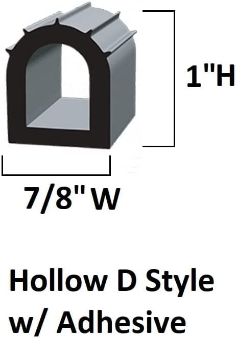 1'' White Auto RV Marine Trailer Self Adhesive Exterior RV Slide Out D Rubber Weather Seal (20 Foot)