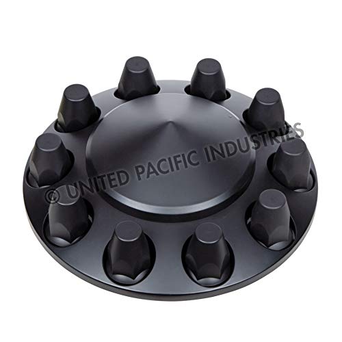 United Pacific 10339 Axle Hub Cover, Front, Matte Black, Pointed, With 33Mm Thread-On Nut Cover