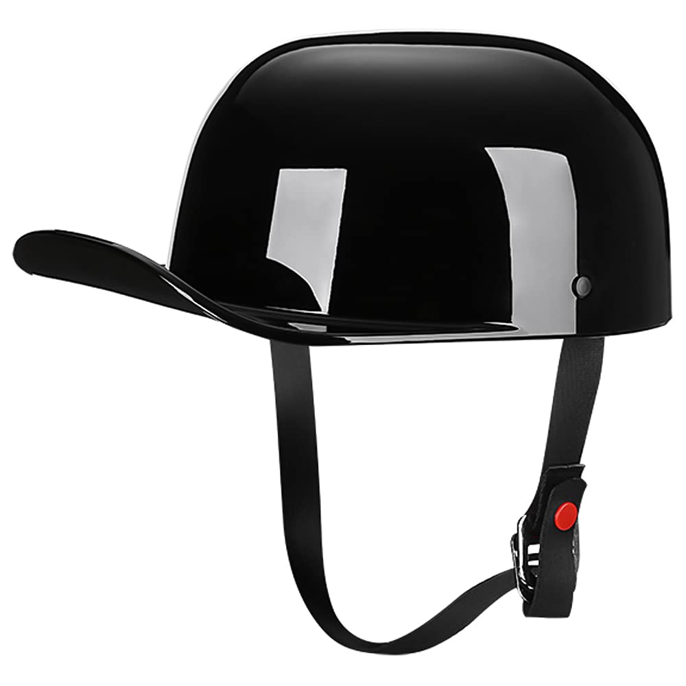 Yesmotor Baseball Motorcycle Helmet Half Cap For Bike Cruiser Chopper Moped Scooter- Dot Approved (Light Black, L)