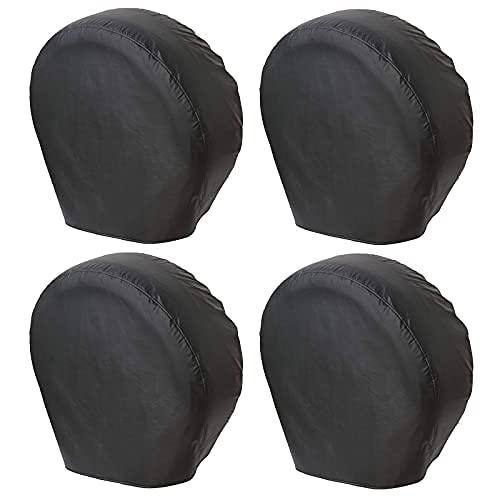 Vinpatio Rv Tire Covers 4 Pack, Waterproof Thickening Leather Tire Cover For Rv Wheel Trailer Camper, Universal Fits Tire Diameters 33-35 Inches, Black
