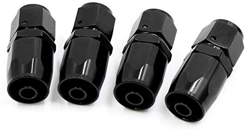 4Pcs 6An Straight Swivel Hose End Fitting For Fuel Oil Line Aluminum Black (Straight)