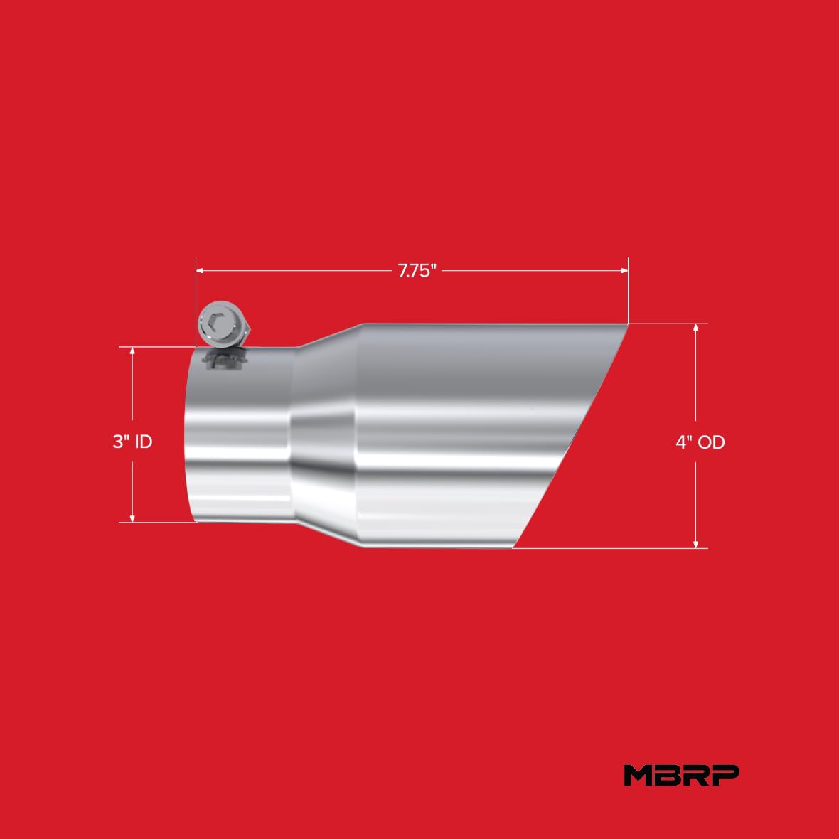 Mbrp T5122 T304 Dual Wall Angled Tip, 4' O.D., 3' Inlet, 8' Length