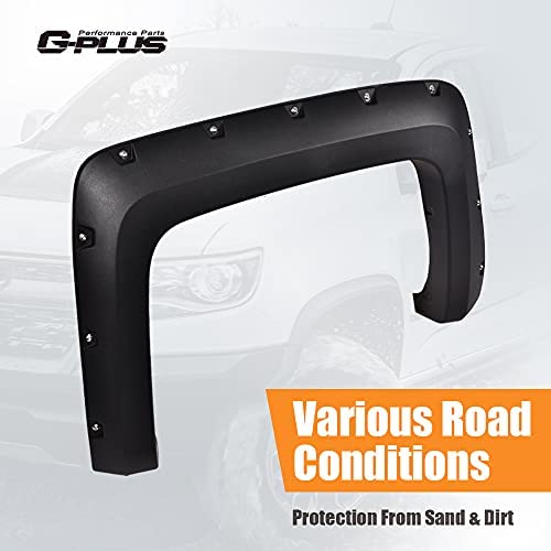 G-Plus Pocket Rivet Upgrade Fender Flares, Compatible With 2014-2018 Chevy Silverado 2500Hd/3500Hd 6.5' & 8' Long Bed(Regular Ca
