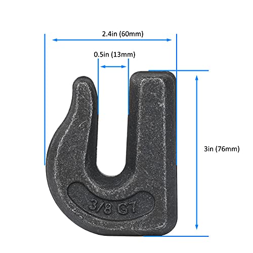 Eyluck 6 Pack 3/8'' Weld On Grab Hook, Heavy Duty G70 Forged Grab Chain Hooks Great For Chain Pulling And Lifting,Utility Hook W