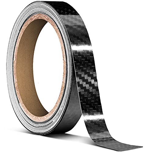 Vvivid High Gloss Epoxy Black Carbon Fiber Vinyl Detailing Wrap Tape Diy Roll (0.5'' X 20Ft)
