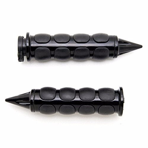 HTTMT TRHB114A-1'-BK Spike Black Comfort Rubber Motorcycle Handlebar Hand Grips (1 inch) Custom Black Billet Grips Compatible with Cruisers/Choppers/Harley Davidson