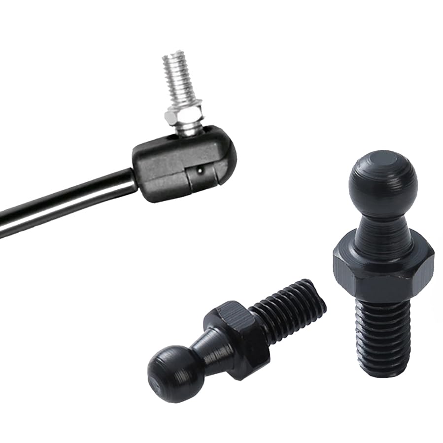 TOOMYAUTO 10mm Ball Studs with Hardware, M8 Ball Screws 5/16-18 Thread x 1/2'' Long Shank for Gas Struts Lift Support Strut Fitt