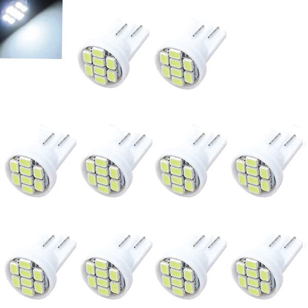 Jtech 10x T10 8-SMD White LED Car Lights Bulb Interior, Instrument Cluster, License Light W5W, 147, 152, 158, 159, 161, 168, 184