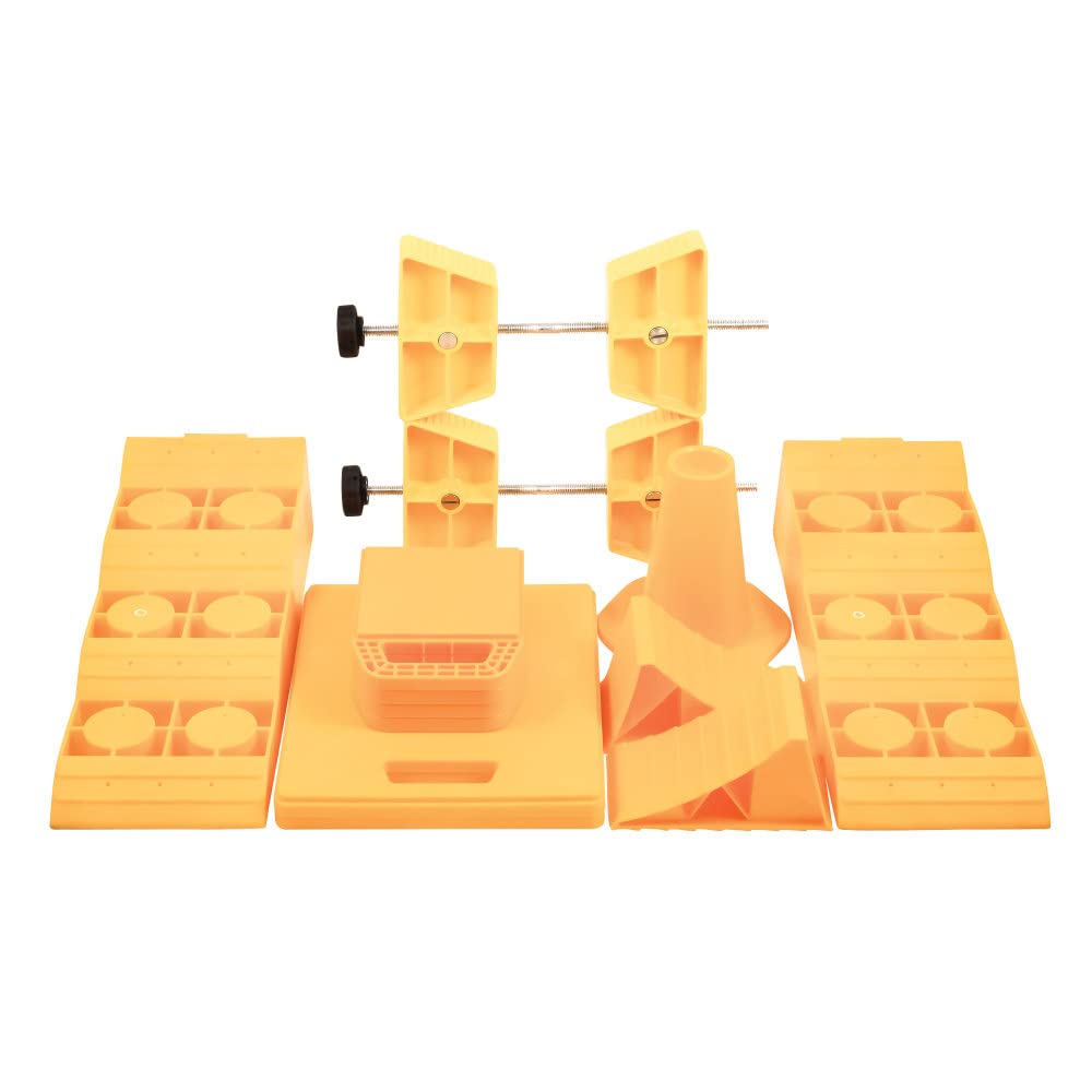 Camco Big Bag Stabilization Kit - Includes Facilities To Level And Stabilize Your Rv, Camper Or Trailer - 14 Piece Complete Kit 