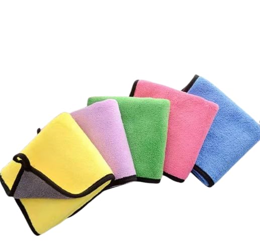 Thick Microfiber Cleaning Towels for Car Detailing and Polishing, Highly Absorbent Lint Free Cloth for Glass (Pack of 5)