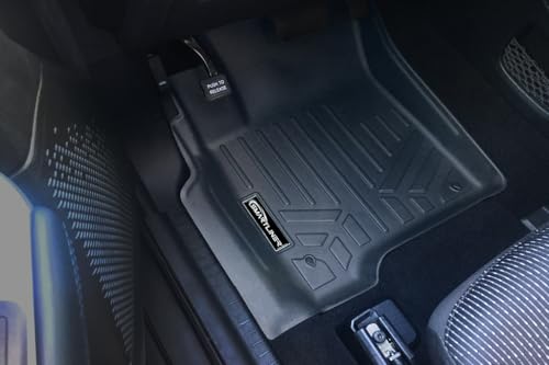 SMARTLINER Custom Fit Black 2 Row Floor Liner Set Compatible with 2017-2024 Ford F-250|F-350 Super Crew Cab with 1st Row Bench S