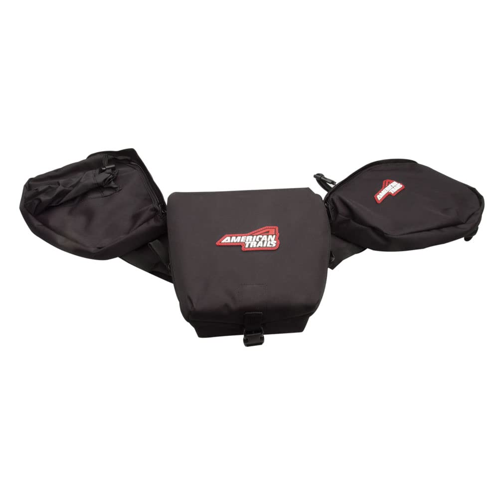 American Trails ATV Tank Saddle Bag - Black Front Storage Pack with Adjustable Straps, Dual Padded Compartments, and Narrow Side
