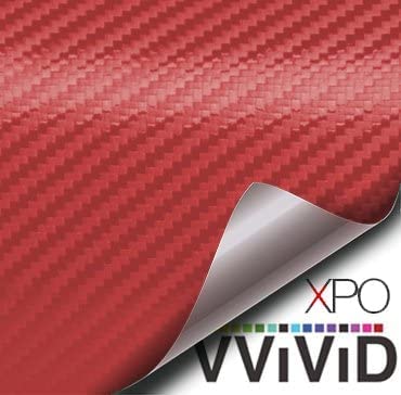 Vvivid® Xpo Red 3D Carbon Fiber 5Ft X 3Ft Vinyl Wrap Roll With Air Release Technology