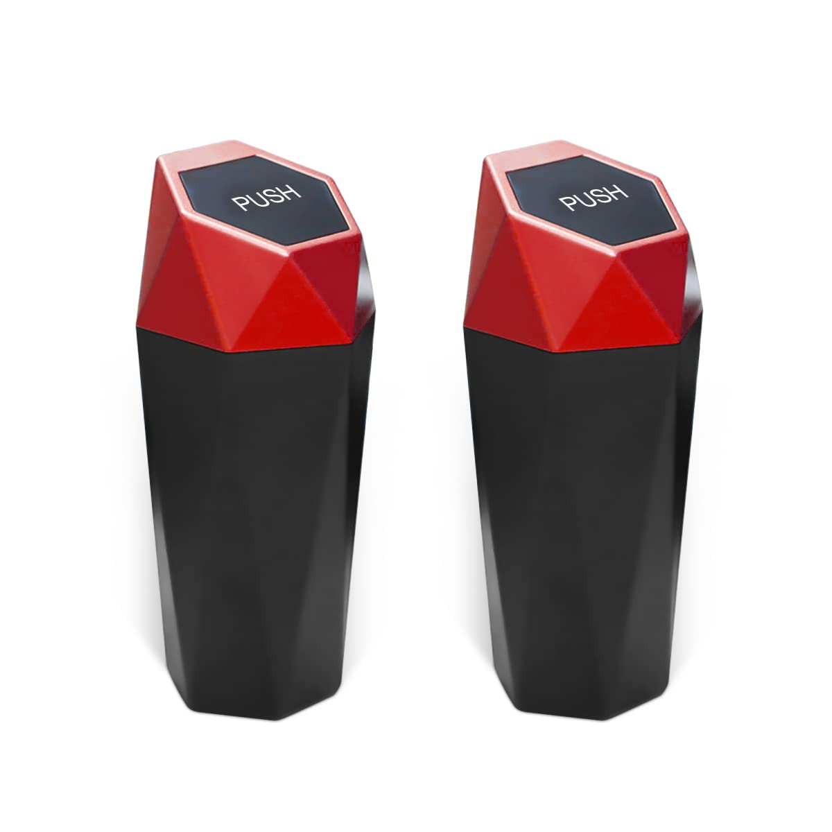 2Pcs Car Trash Can With Lid, Mini Portable Auto Garbage Can, Small Leakproof Diamond Design Trash Dustbin, Waterproof Vehicle Ru