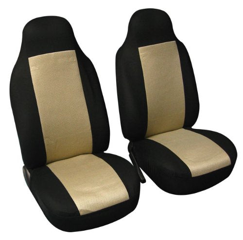 FH Group Car Seat Covers Front Set Beige Cloth - Car Seat Covers for Bucket Seats 1 Piece Seat Cover, Universal Fit Car Seat Cover, Washable Car Seat Cover, Automotive Seat Covers for SUV, Sedan, Van