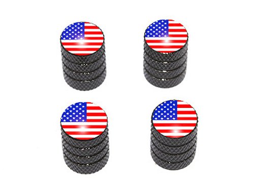 Graphics & More Usa Flag - American Tire Rim Valve Stem Caps - Black