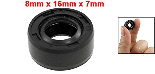 Uxcell Metric Rotary Shaft Oil Seal 8X16X7Mm Tc Double Lips Rubber, Black
