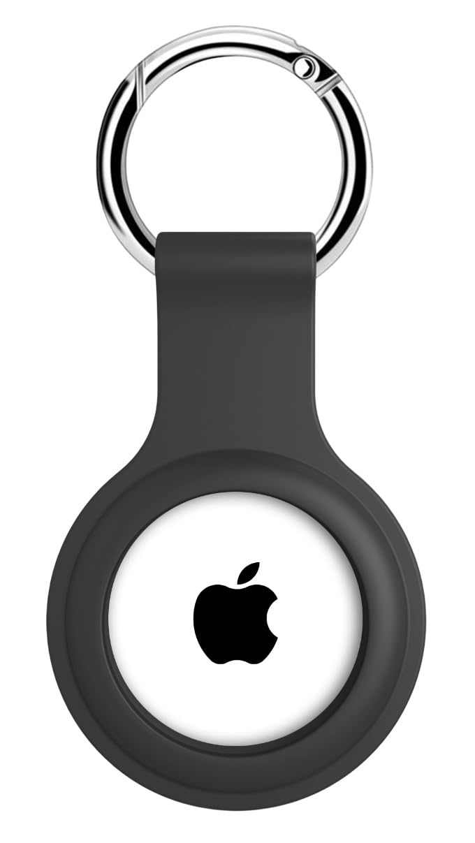 iTronix Airtag Case for Airtags Silicone Case Protective Cover for Airtag Case Keychain with Key Hook Ring (Black)