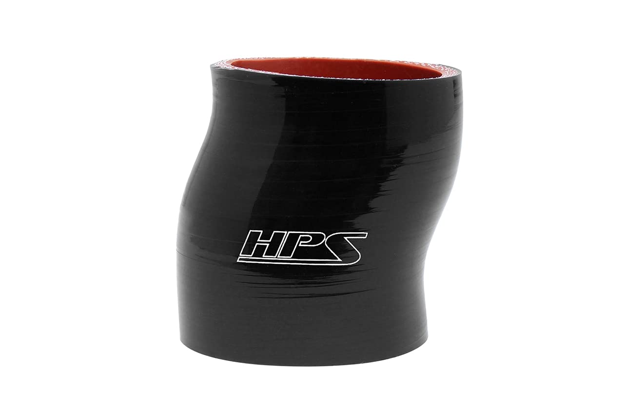 HPS HTSOC-250-BLK Silicone High Temperature 4-ply Reinforced Offset Coupler Hose, 75 PSI Maximum Pressure, 3&quot; Length, 2.5&quot; ID, Black