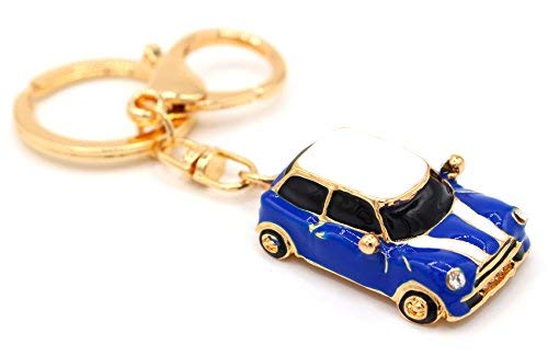 Rk Gifts Mini Style Car Keychain Keyfob Gift Rhinestone Detail Novelty (Blue (Gold Trim))