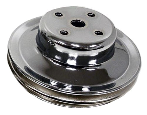 Compatible/Replacement For Chevy Big Block 2 Groove Chrome Pulley Long Pump Bbc