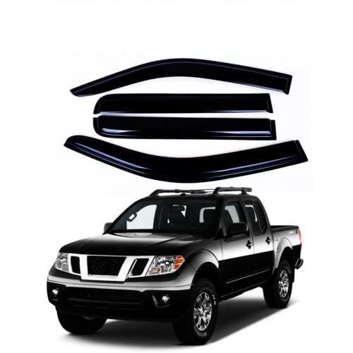 Zzdsnj Tape-On Rain Guard 4-Piece For 05-20 Nissan Frontier Crew Cab Windows Visor Shield Shade Smoke 94407