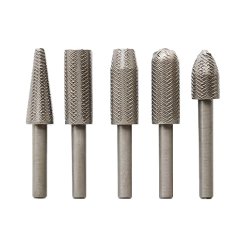 Ilika High Speed Metal File Burr Drill Bit Set Metal Working Rasps 1/4 / 6.35Mm Shank Burs Tools Cutting Tool Black 5Pcs/Set, H