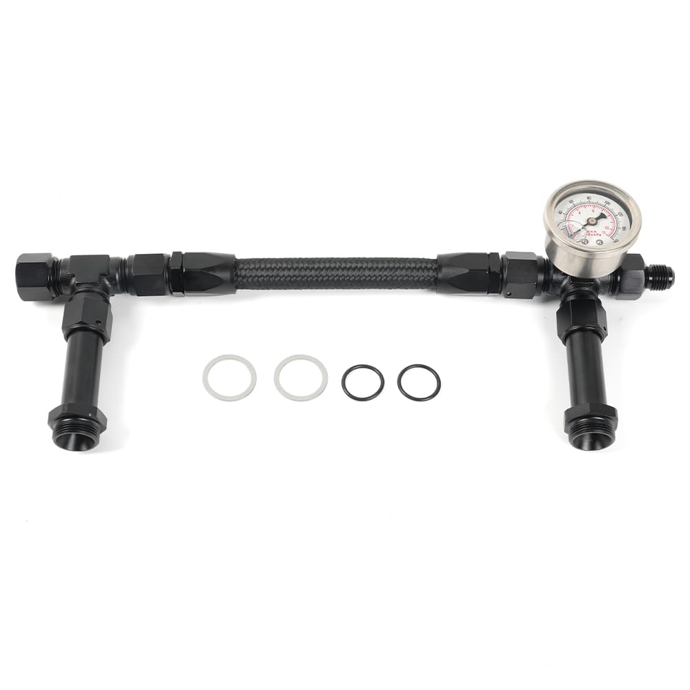 BARTOO 8AN Carburetor Dual Feed Fuel Line Pressure Gauge For Holley 4150 Carburetor, Black
