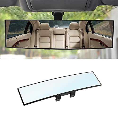 8Sanlione Car Rearview Mirrors, Shock Resistant Interior Clip-On Panoramic Rear View Mirror For Car, Wide Viewing Range, 12 Inch