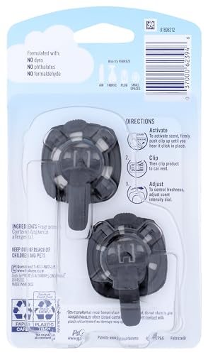 Febreze Auto Air Freshener Vent Clip Ember, 07 Oz. Car Vent Clip, Pack Of 2 (Ember)