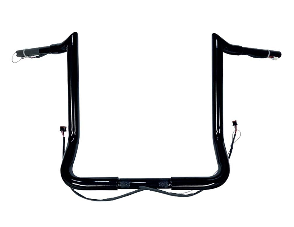 Dominator Industries 1 1/4' Pre-Wired 16' Meathook Bar Ape Hanger Handlebar Compatible With 2014-2023 Harley-Davidson Bagger Touring Electra, Street Glide, Special, Ultra Limited (Gloss Black)