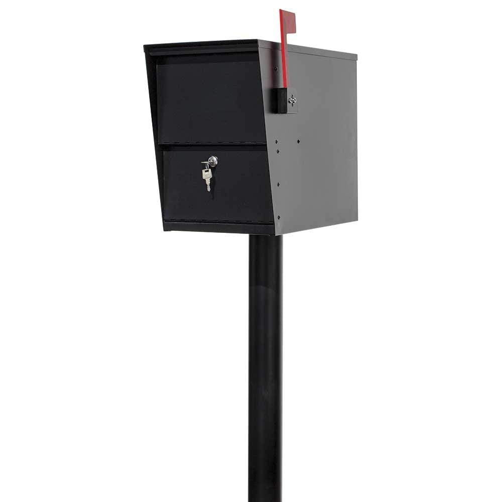 Qualarc LSLM-PST LetterSentry Rust Free 3' Diameter 47.5' Tall Steel Mounting Post for Mailbox, Black