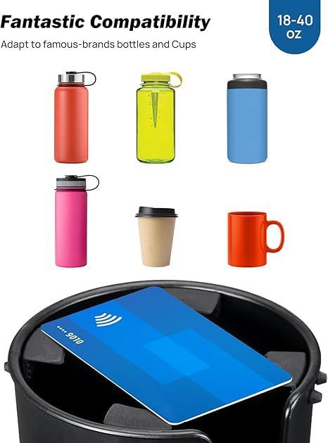 Joytutus Car Cup Holder Expander, Automotive Cup Attachable Tray With 360° Rotation,Large Cup Holder Adapt Most Regular Cups With 18-40 Oz, Fit In 2.75-3.25 Inch Car Holder