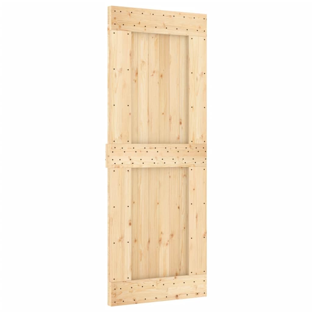 vidaXL Narvik 31.5'x82.7' Solid Pine Wood Sliding Barn Door, Modern Rustic Interior Door for Bedroom Kitchen Closet Garage - Natural Brown, Space-Saving & Easy Install (Without Hardware Kits)