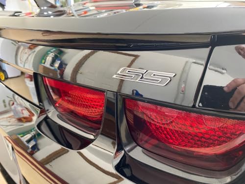 Zorratin Slant Ss Grill Side Trunk Emblem Badge Decal With Adhesive For Chevy Impala Cobalt Camaro 2010-2015 [Black Letter With