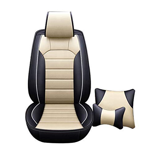 Hi Art Leatherette Custom Fit Front and Rear Car Seat Covers Compatible with Nissan Magnite, [Black and Beige]