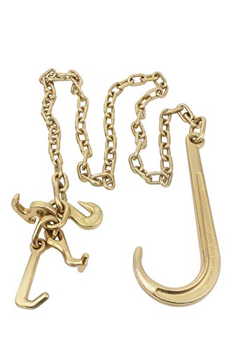 Mytee Products 4 Pack 5/16''X10' Leg G70 15'' Long Shank J Hook Tow Chain W/Rtj Cluster Hook & Grab Hook - 4700 Lbs Wll Heavy Du