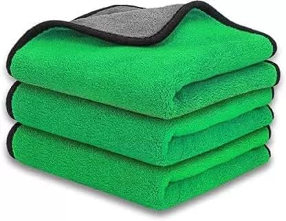 zeplick Microfiber Double Layered Cloth Towel Set Yellow Grey Extra Thick Microfiber Cleaning Cloths Perfect for Bike Auto Cars 