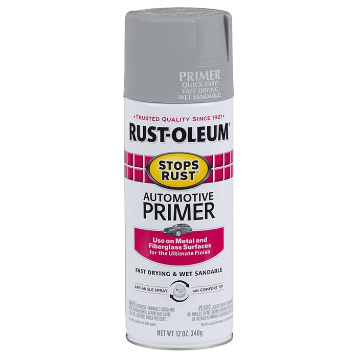 Rust-Oleum 2081830-6Pk Stops Rust Automotive Primer Spray, 12 Oz, Flat Light Gray, 6 Pack