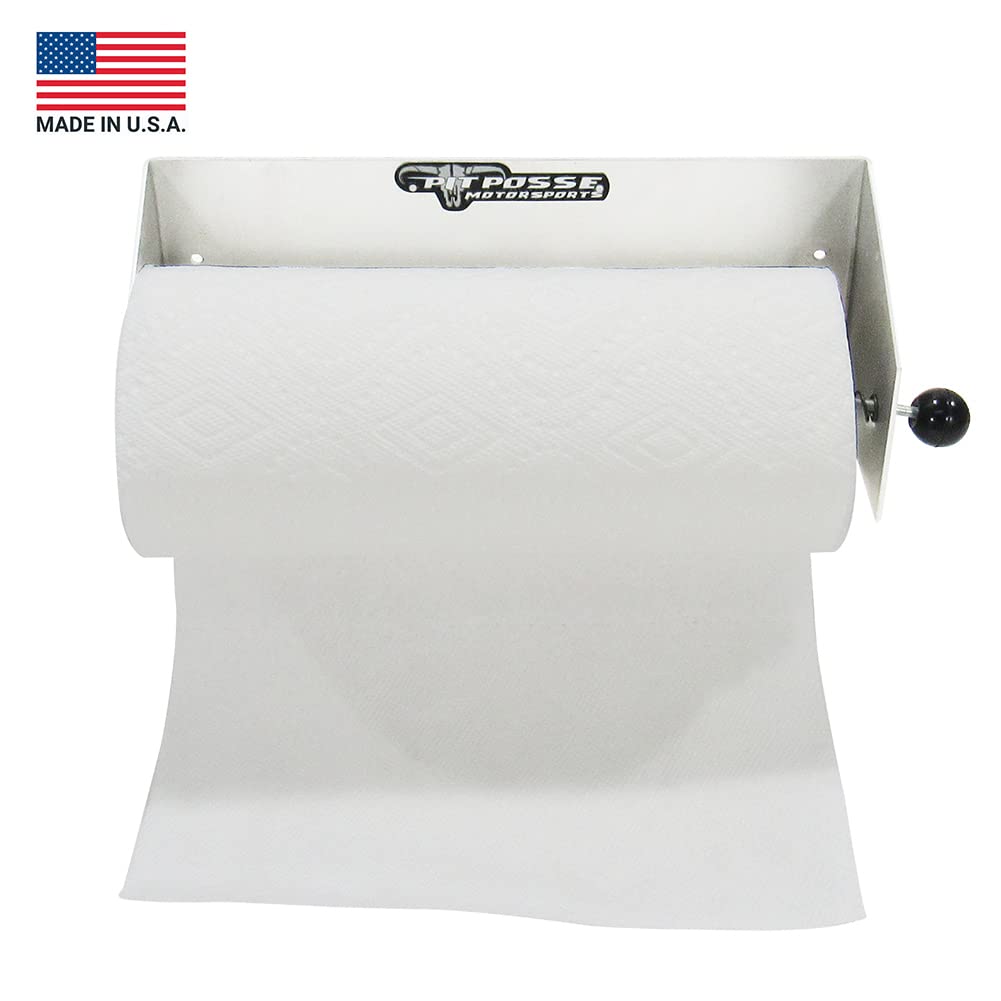 Pit Posse 573 Paper Towel Holder Dispenser Aluminum Enclosed Trailer Shop Garage Storage Organizer-Made In Usa- 5 Year Warranty-