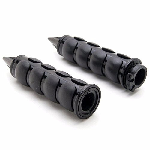 HTTMT TRHB114A-1'-BK Spike Black Comfort Rubber Motorcycle Handlebar Hand Grips (1 inch) Custom Black Billet Grips Compatible with Cruisers/Choppers/Harley Davidson