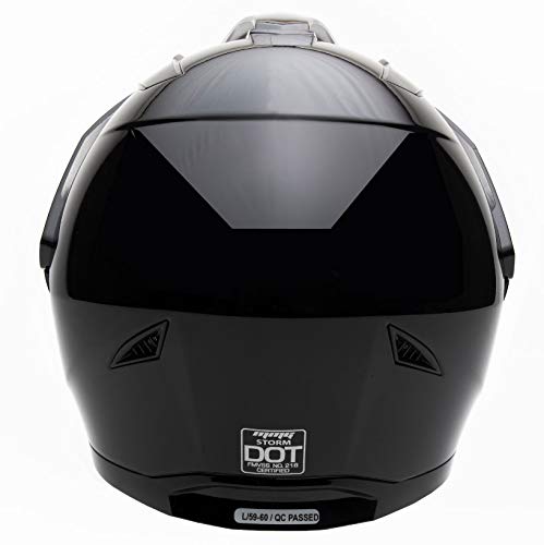 Mmg Dual Sport Off Road Motorcycle Full Face Helmet Dirt Bike Atv Flip-Up Visor (Model 23) - Shiny Black, Large