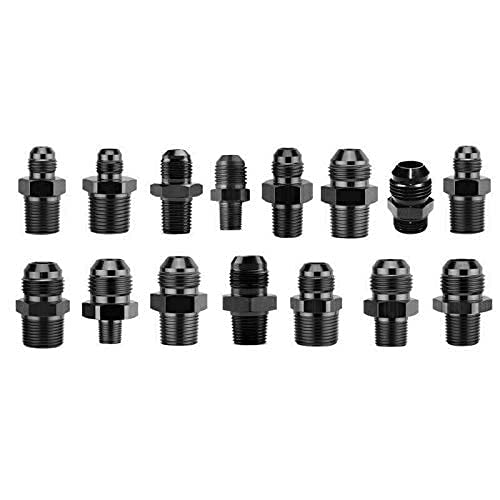 4AN to 1/8 NPT Male Hose Fitting Adapter, Universal Aluminum Flare Male 4AN to 1/8'' NPT Union Fuel Oil Line Pipe Connector Blac