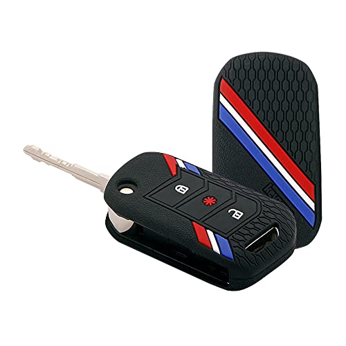 Keyzone Striped Silicone Key Cover Compatible For Mahindra Thar Roxx, Xuv3Xo, Scorpion, Xuv700, Thar,Xuv400, Xuv300, Bolero Neo