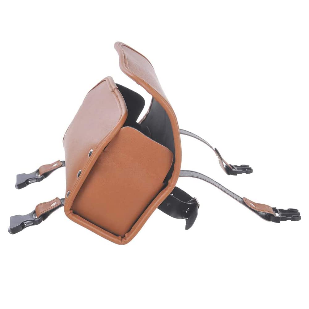 Motorcycle Tool Bag, Universal Motorcycle Handlebar Bag, Motorcycle Fork Bag Pu Leather Brown Roll Saddlebags, Waterproof Sissyb