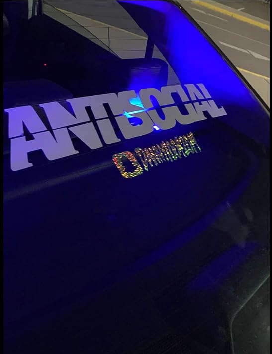 Antisocial Car Sticker Decal, Anti Social Sticker For Car, Truck, Windshield Banner Sticker 20 X 4 Inches