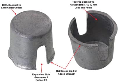 Lead Terminal Shims, Make Secure Connections To Worn Or Damaged Battery Posts, For Boat, Rv, Automobile, Cargo Van, Jet Ski, 8 P