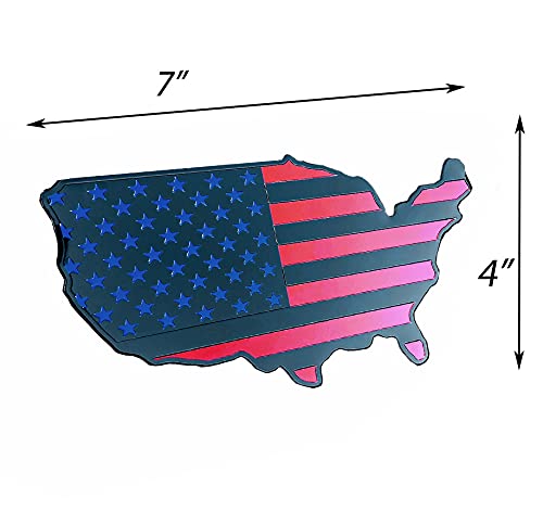 Mull Usa Black Flag Map Auto Fender Emblem For Cars Trucks Laptop Wall (Black Red Blue, 7"X4")